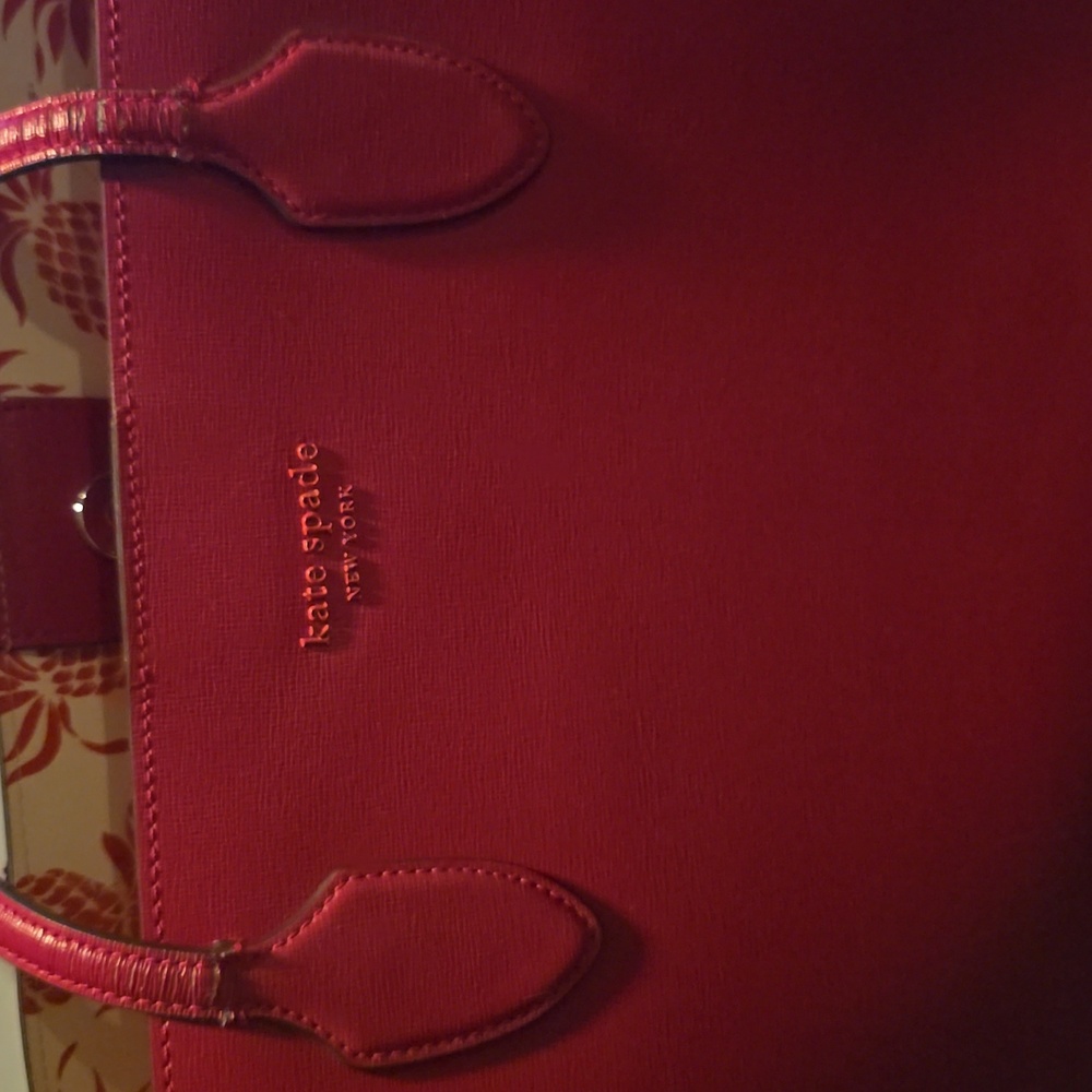 Kate Spade Bleecker Pineapple Pop Large Tote, Wild Raspberry Multi - Picture 7 of 8